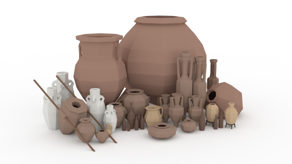 Low Poly Clay Containers preview image 1